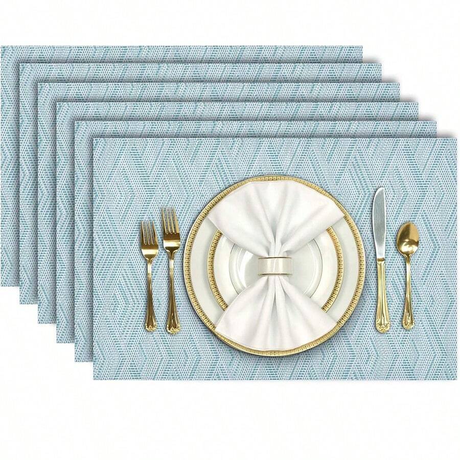 1 Stück/4 Stücke/6 Stücke hitzebeständige Platzsets, waschbare PVC gewebte Vinyl Tischsets für den Esstisch, rutschfest & fleckresistent, einfach zu reinigende Küchen-Platzsets