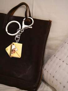 LICVIC 1/2 Custom Photo Keychain, Envelope-Style Personalized Keychain, Size: 2x1.7cm, Rose Gold/Silver/Gold Metal Keyring - Style a - View 6
