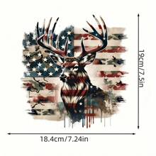 1/2/3 Piezas Camiseta con estampado por transferencia de calor de bandera americana camuflaje, ciervo, ciervo, cazador para hombre, sudadera con capucha, pegatina de vinilo de color mixto
