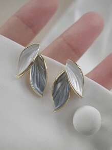 1 par de Aretes de hoja Mori de lujo francés personalizados, simples y elegantes