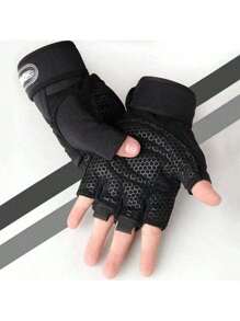 1 Pair Unisex Sports Fitness Gloves For Cycling, Weightlifting, Running, Outdoor Adventure, Punk Hip-Hop, With Extended Wrist Strap And Anti-Slip Palm Protection