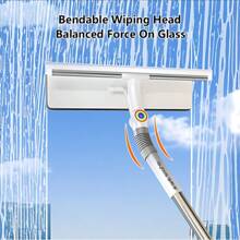 Joybos® 1pc 52.95inch Glass Cleaning Brush With Long-Handled, 2-In-1 Double-Sided Stick Window Cleaner Squeegee Kit, Reusable, Effortless, No Power Needed, Window Cleaning Without A Ladder, Cleaning For Glass, Walls, Floors, And Outdoor Surfaces - White - View 3