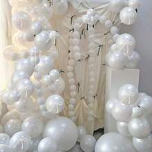 78 Piece White Balloon Arch Kit, Pearl White Balloons With Pearl Bows And Pearl Strings, Perfect For Wedding Decoration, Birthday, Bridal Party, Party
