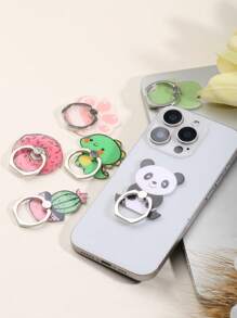 Creative Cartoon Acrylic Cactus Slouchy Desktop Finger Ring Mobile Phone Holder Stand Compatible With IPhone, Android Phone, Gift For Birthday, Family, Friends Finger Ring Holder, Phone Grip, Phone Accessories - Multicolor - View 4