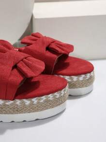 New Style Platform Thick Sole Wedge Sandals For Women, Comfortable Casual Shoes, Black Sandals - Red - View 6