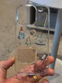 Funda de teléfono transparente compatible con iPhone 16 ProMax 15 14 13 12 11 Pro Max con ilustración de muñeco de nieve lindo y divertido para hacer manualidades, funda protectora a prueba de golpes