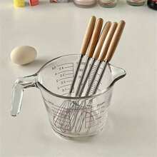 1pc/3pcs/6pcs, Whisk With Solid Wood Handle, Kitchen Mini Stainless Steel Egg Beater, Milk Whipper Wire Whisk For Blending, Whisking, Beating, Or Stirring, 7.9 Inch