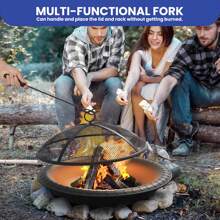 30 Inch Black Iron Fire Pit BBQ Grill With Wood Burning And Fork For Outdoor Camping & Picnics Black