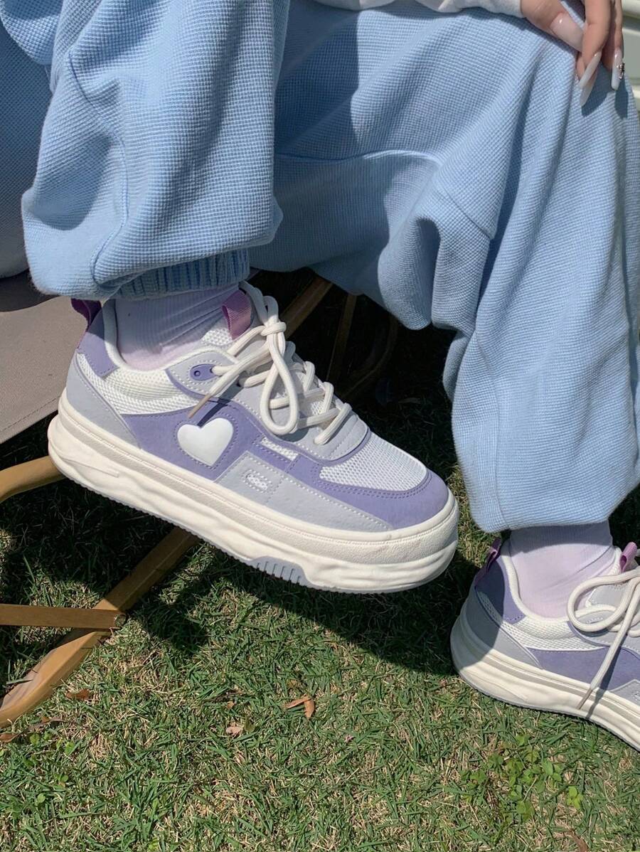 Zapatillas deportivas casuales moradas 2025, cómodas y versátiles zapatillas transpirables con estilo universitario - Morado - Ver 1