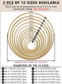 3 peças de bastidor de bordado DIY de bambu bege, adequado para agulha de perfuração, ponto cruz, Halloween, decorações de Natal, telefone, chaveiro, bolsa, acessórios de cabelo, decoração de casa, enfeite de carro
