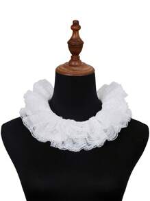 Yanxyad 洛丽塔蕾丝领假领复古蕾丝荷叶边领 - 可拆卸，多层维多利亚爱德华风格白色，时尚配饰，维多利亚爱德华白色服装领口男女通用 - 經典款 - 查看 7