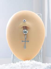 1 件吊坠十字肚脐环不锈钢肚脐穿刺身体首饰