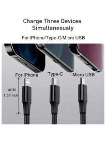 Adaptador cargador para coche de 6 puertos y Set de accesorios de carga 3 en 1 con cable trenzado compatible con iPhone - Multicolor - Ver 4