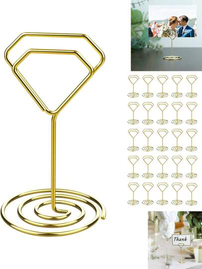 20pcs- Table Number Holders, Elegant Place Card Holders, Picture Holders For Tables, Small Table Card Holders, Table Number Stands, Card Holder Stand Photo Holders For Table Centerpieces, Wedding Reception Bridal Shower Birthday