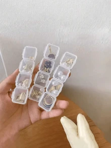 1pc Transparent Portable Jewelry Storage Box, Necklace Earrings Rings Anti-Oxidation Detachable Organizer Container, Accessories Case