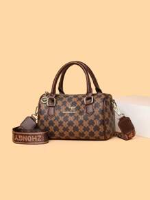 ZHONGYUDAISHU 1 件时尚欧式女式 PU 皮革手提包，多功能单肩包，适合日常工作和度假，是送给女朋友和母亲的绝佳礼物 - 彩色 - 查看 3