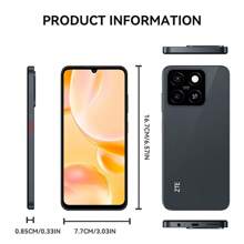 ZTE ZTE, Smartphone, Blade A55 Phantom Black, Desbloqueado, Android 14, (4 GB de RAM + 8 GB de fusão) + 128 GB de ROM, Bateria de 5000 mAh, Dual SLM 4G, O plugue é padrão europeu, NFC é suportado, 4G LTE, Versão global
