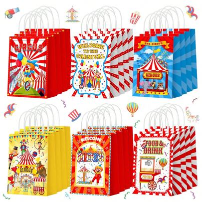 6/12/18/24/30/36 PIEZAS Bolsas de regalo de fiesta de circo/carnaval con diseño de payaso, bolsas de papel con asa para dulces y decoraciones de fiesta de cumpleaños con tema de circo