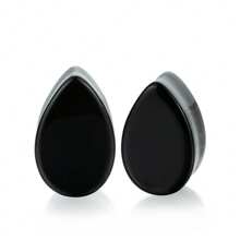 1 Pair Retro Bohemian Style Flat Teardrop Natural Stone Ear Gauges, Piercing Jewelry Suitable For Daily Wear, Christmas & Thanksgiving Gift (Please Note Size Guide When Purchasing)