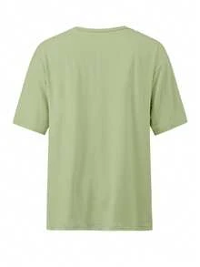 Customized Women's T-Shirt - Add Your Own Text (Anniversary/Wedding Vow/Engagement Announcement/The Day You Became A Couple) To Design Your Own Personalized Printed T-Shirt - Army Green - View 6