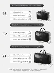 1PC Thick And Heavy-Duty Woven Material Moving Bag Storage Bag, Black Waterproof And Stain Resistant Thick Woven Bag, Clothing Storage, Wardrobe Luggage Storage Bag, Wardrobe Storage, Bedroom Storage Bag, Moving Luggage Set, Can Be Used For School Accommodation, Moving And Packing Luggage