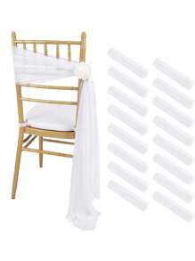 6pcs-White Chair Sashes 63in Long AisleWedding Chair Back Side Decorations FabricSheer Church Tulle Chair Drapes Bulk - White - View 3
