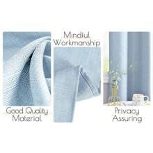 1pc Linen Blend Modern Linen Sheer Curtain - Japanese Linen Style, Rod Pocket Design, Suitable For Living Room And Bedroom - Sheer And Light Filtering, Living Room Curtain, Bedroom Curtain - Blue - View 7