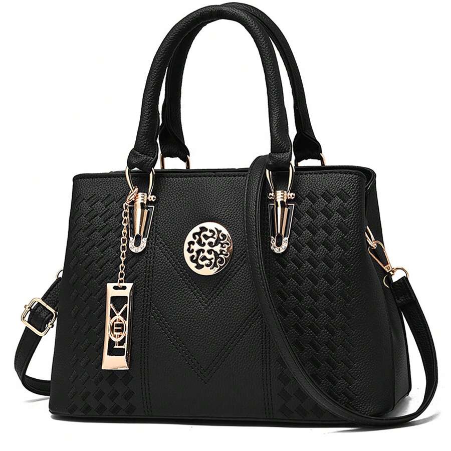 PORT&LOTUS Womens Top-Handle Leather Handbags Totes Purses For Women Satchel Shoulder Bag For Ladies Bags For Women With Zipper Closure Women's Handbags With Exquisite Handing Ornament And Hardware Accessories Stylish Bags For Ladies With Zipper Compartment And Inner Pocket Anti-Theft Back Zipper Pocket Black Khaki Gray Red Pink 5 Colors Choice Elegant Bag Perfect Giffts For New Year's Day Valentine's Day Halloween Christmas Day Mother's Day Birthday Versatile Tote Bag For Various Scenarios Work Meeting Shopping Traveling Purses For Fasionable Style - 黑色 - 查看 1
