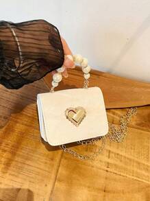 1pc Mini Princess Style Heart Pearl Handbag, Suitable For Party, Gathering, Events - Multicolor - View 4