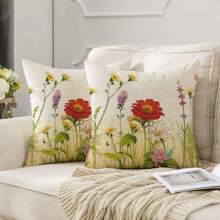 2 件（不含枕芯）花卉装饰沙发抱枕套