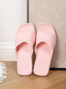 Plus Size Women's Flat Sandals, Sexy Elegant Minimalist Non-Slip Summer Fashion Slides, Black - Pink - View 4