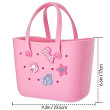 Barbie Large Capacity Tote Bag, Cute Sunshine Glitter Series Beach Bag, Kawaii Picnic Handbag, EVA Perforated Lunch Bag, Gift - Pink - View 8