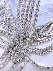 1米DIY美甲超薄0.8毫米银铜珠链，节日礼物美甲用品指甲饰品美甲宝石 - 白色 - 查看 4