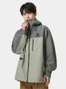 CAMEL Unisex Windproof Jacket, Spring And Summer Hard Shell Windproof Waterproof Jacket, Jacket Stormproof Mountaineering Clothing, Suitable For Outdoor Camping, Hiking, Mountaineering - Gunmetal Grey/Pale Green - View 3