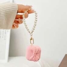 3D Pink Bow/Flower Soft Case Compatible With Apple Pro 3/4th Gen, Pro 2 Protective Cover, Suitable For Wireless Earphones, Holiday Gift - Pink Frosted Big Bow + Pearl Tag Bracelet - View 9