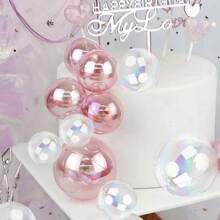 6 pièces de boules claires colorées, décorations de gâteaux et cupcakes pour mariage, anniversaire et fêtes