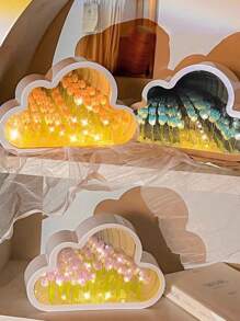 1 st. dekorativ nattlampa med molntulpan/ros, handgjord gör-det-själv-blomsterlampa, dubbelfunktion som nattlampa och spegel, bordsdekor, lämplig som födelsedags- eller alla hjärtans dag-present, mjuk belysning för sömn, gör-det-själv-tulpan-/rosblommapysselkit - Multifärgad - Visa 10