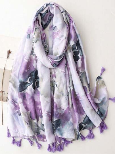 1pc Acessórios de praia femininos Lenço estampado simples, Novo design xale quente, Proteção solar de primavera/verão Envoltório de praia, Lenço longo da moda, Envoltório de cabeça versátil e xale de ombro