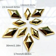 25pcs Rhombus Double-Hole Gold Plated Acrylic Rhinestones For Jewelry Clothing Decoration, 2 Size Options