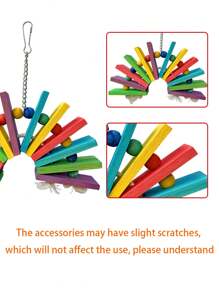 1 pieza Juguete de mordida con forma de abanico y colores de loro, escalera giratoria oscilante, suministros educativos para aves, accesorios para jaula de pájaros, juguete para loros (toda la combinación de accesorios es de color aleatorio)