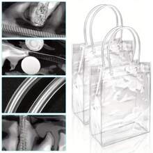 14 Pieces PVC Plastic Clear Gift Bags, 7.87X 5.91X 2.76 Inches Tote Bag For Boutique Wedding Birthday Party Jewelry Display And Packaging Supplies