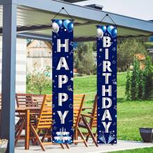 Decorazione appendi porta "Buon compleanno" blu argento per uomo, forniture per feste di compleanno, per 16°, 18°, 21°, 30°, 40°, 50°, 60° compleanno, decorazione da interno ed esterno