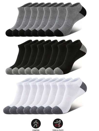 3/6/12 Pairs Sports Non-Slip Ankle Socks And Crew Socks, Comfortable Fit, Non-Slip Design, Suitable For Men And Women