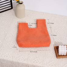 Ví cầm tay thời trang Corduroy Classic Minimalist, Túi vuông nhỏ gọn - trái cam - Xem 5