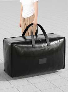 1PC Thick And Heavy-Duty Woven Material Moving Bag Storage Bag, Black Waterproof And Stain Resistant Thick Woven Bag, Clothing Storage, Wardrobe Luggage Storage Bag, Wardrobe Storage, Bedroom Storage Bag, Moving Luggage Set, Can Be Used For School Accommodation, Moving And Packing Luggage