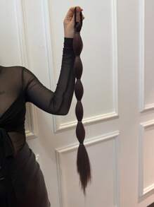 JENNIFER 18Inch Synthetic Long Straight Hair Natural Bubble Braid Plait Ponytail Wig With Rubber Band Natural Fashion - Natural Black - View 7