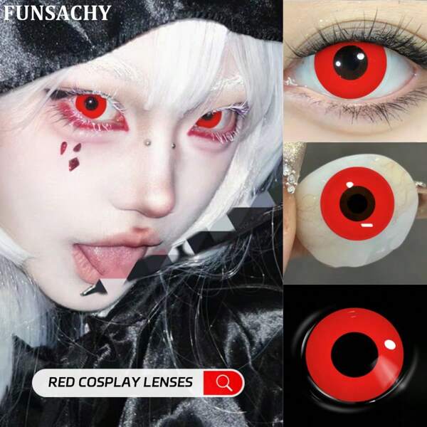 1 par de lentes de contacto de cosplay de vampiro para ojos de anime lentes de contacto cosméticos multicolores de pupila colorida FUNSACHY