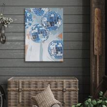 1pc Canvas Print Art Fashion Blue Disco Party Poster Picture Print Craft Canvas Decor Framed Ready To Hang.