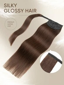 Extensiones de cabello natural de color liso y largo para coleta, estilo clip-in para un uso diario conveniente - S4 - Ver 2