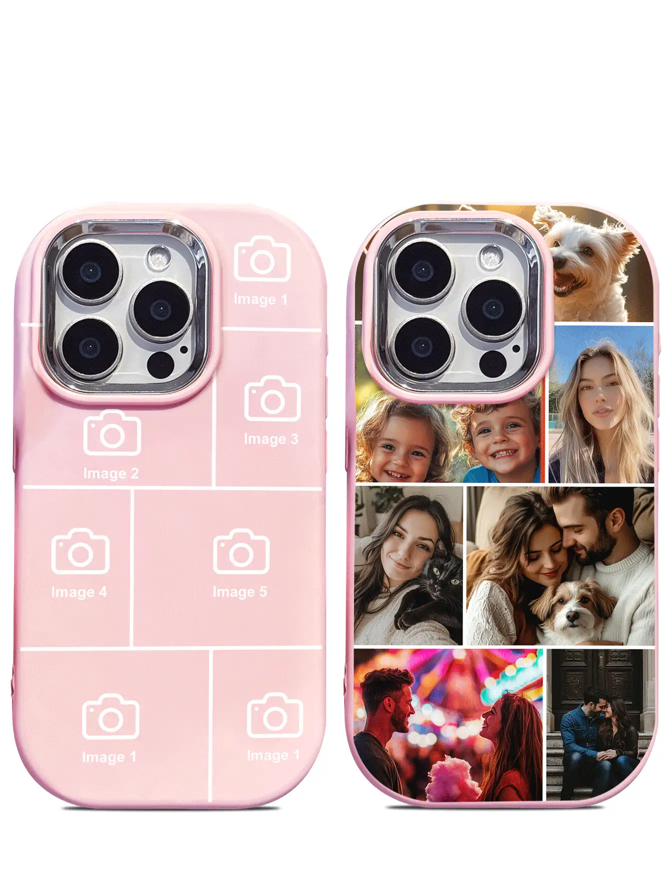 1pc Customized Pink Phone Case Compatible With IPhone 16/16 Pro/16 Pro Max/16 Plus And Other Models, Personalized Gift For Couples, Family, Friends - Pink - View 2